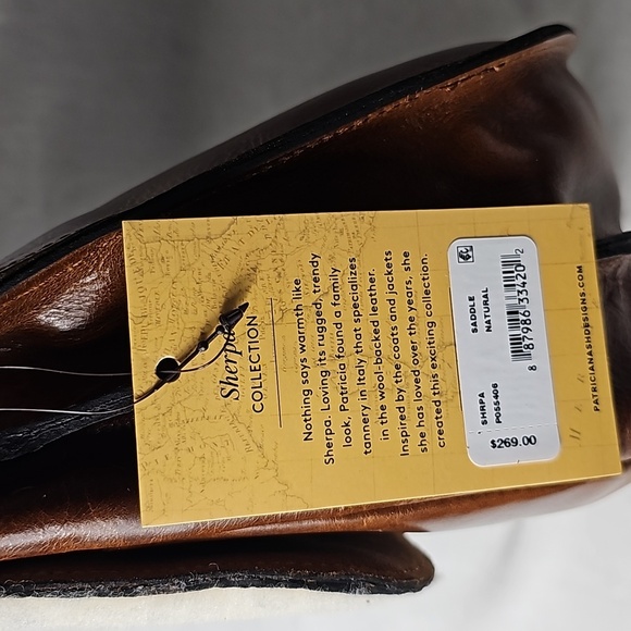 Patricia Nash Large Leather & Sherpa Brown London Saddle Bag - Picture 5 of 6